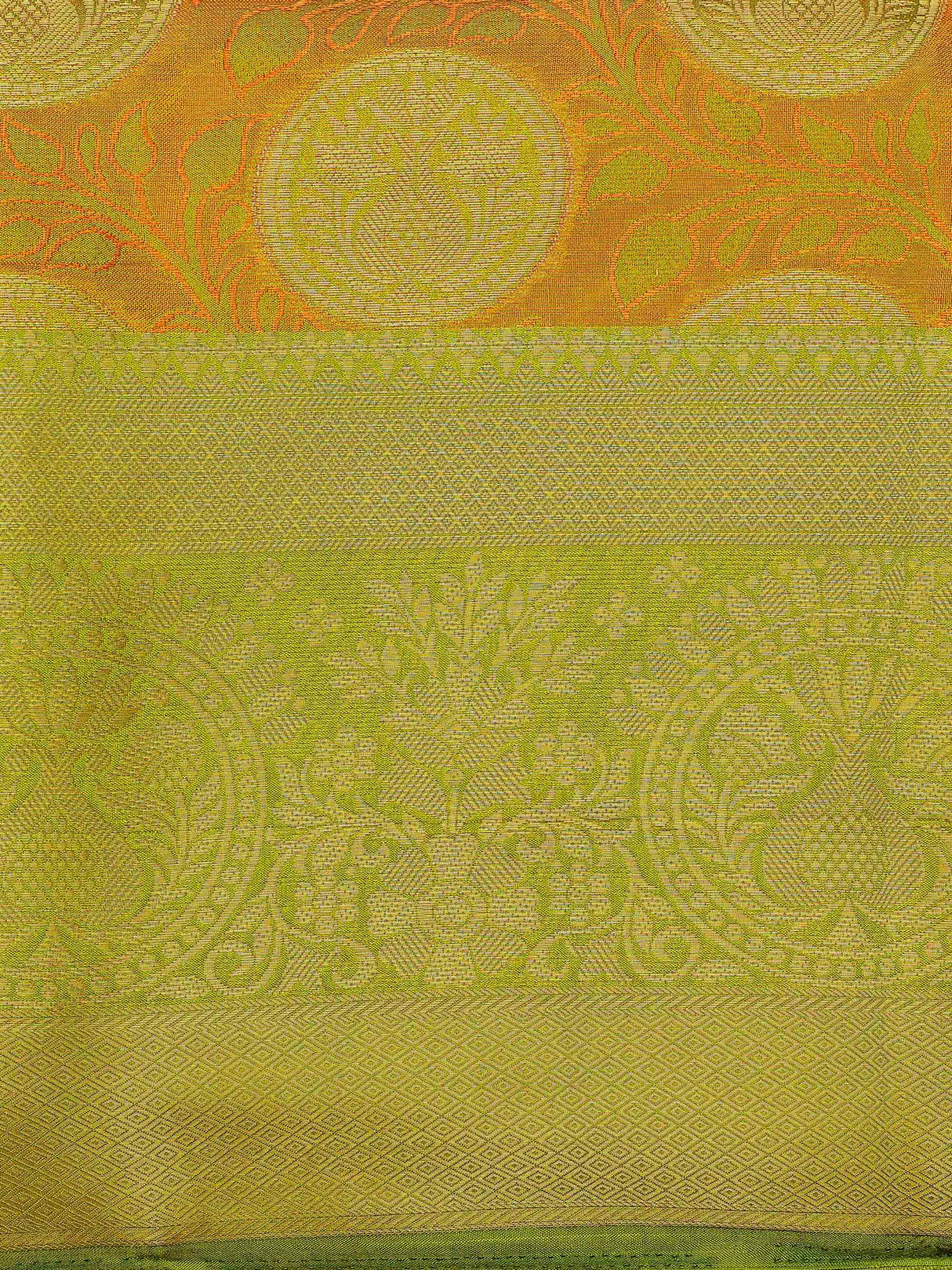 Mimosa Womens Art Silk Saree Kanjivaram Olive Color