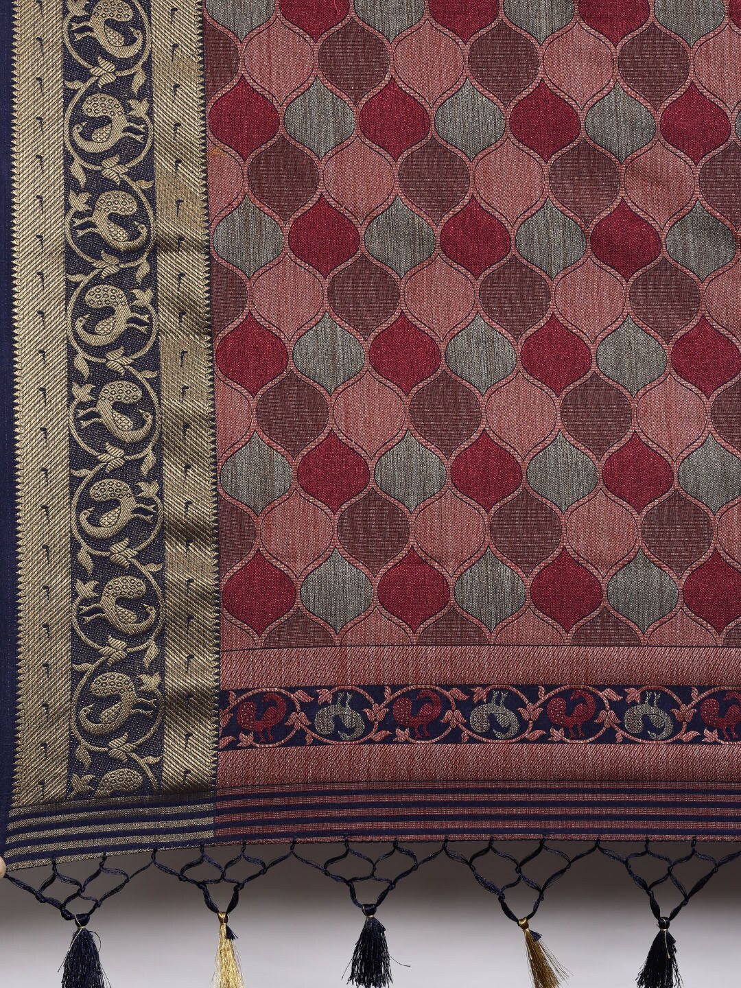 Mimosa Womens Art Silk Saree Patola Navy Blue Color