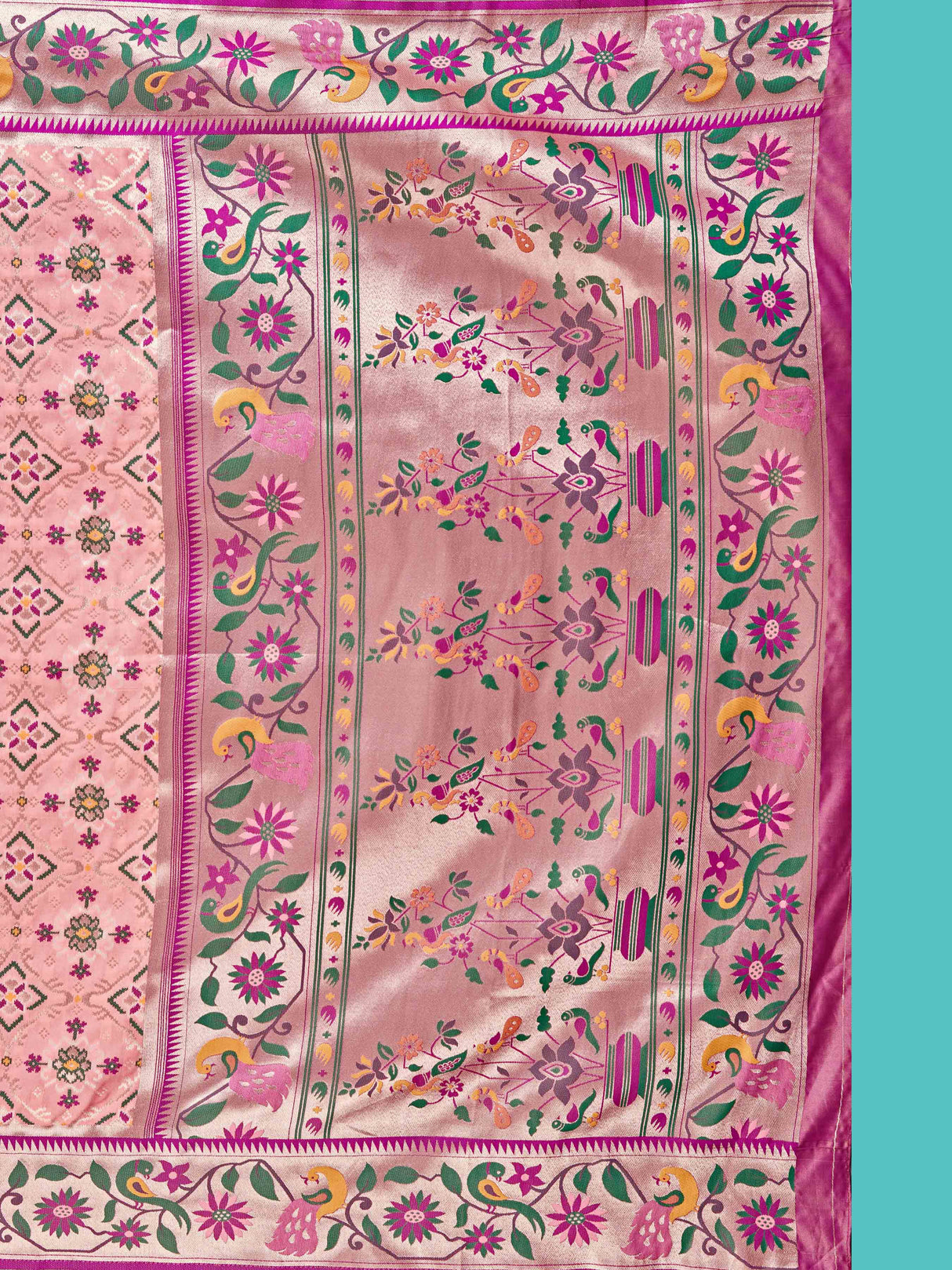 Mimosa Women's Woven Design Patola Style Art Silk Saree With Blouse Piece : SA00001379PNKFREE