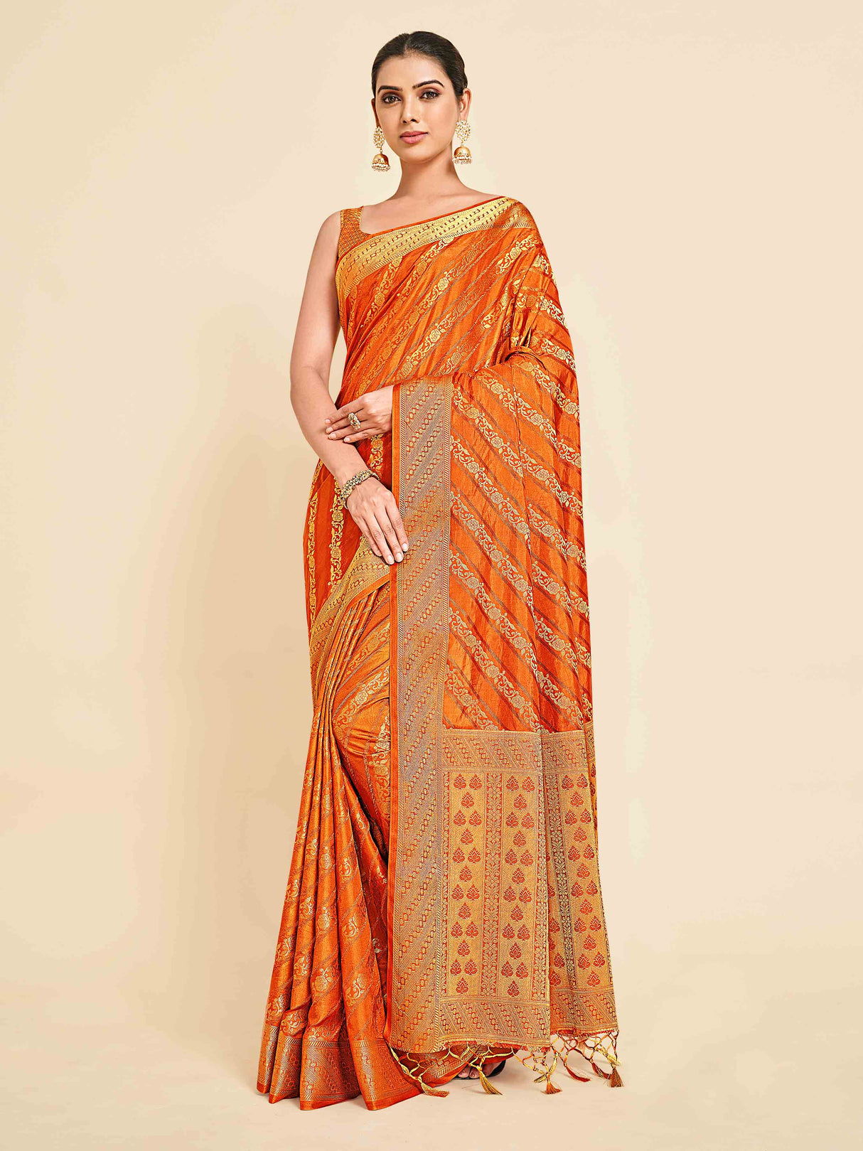 Mimosa Womens Art Silk Saree Kanjivaram Mustard Color
