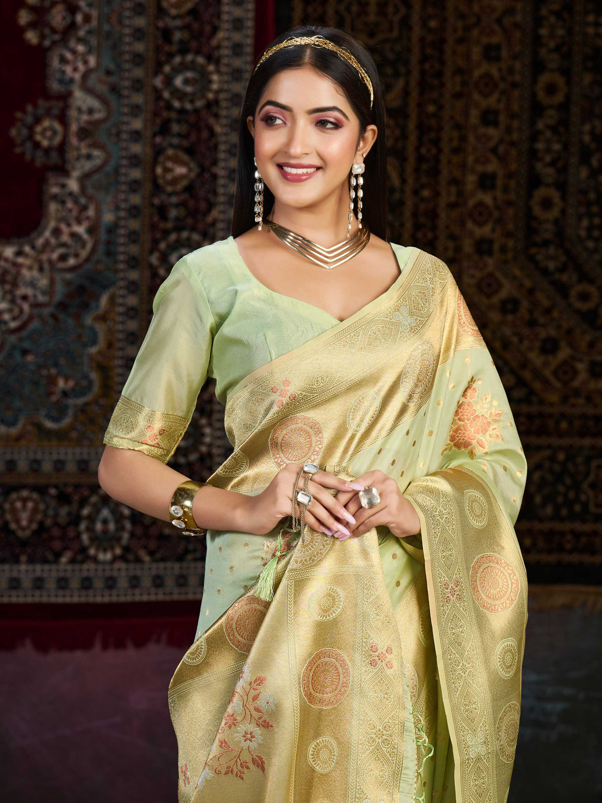 Mimosa Women's Woven Design Kanjivaram Art Silk Saree With Blouse Piece : SA0000904PS