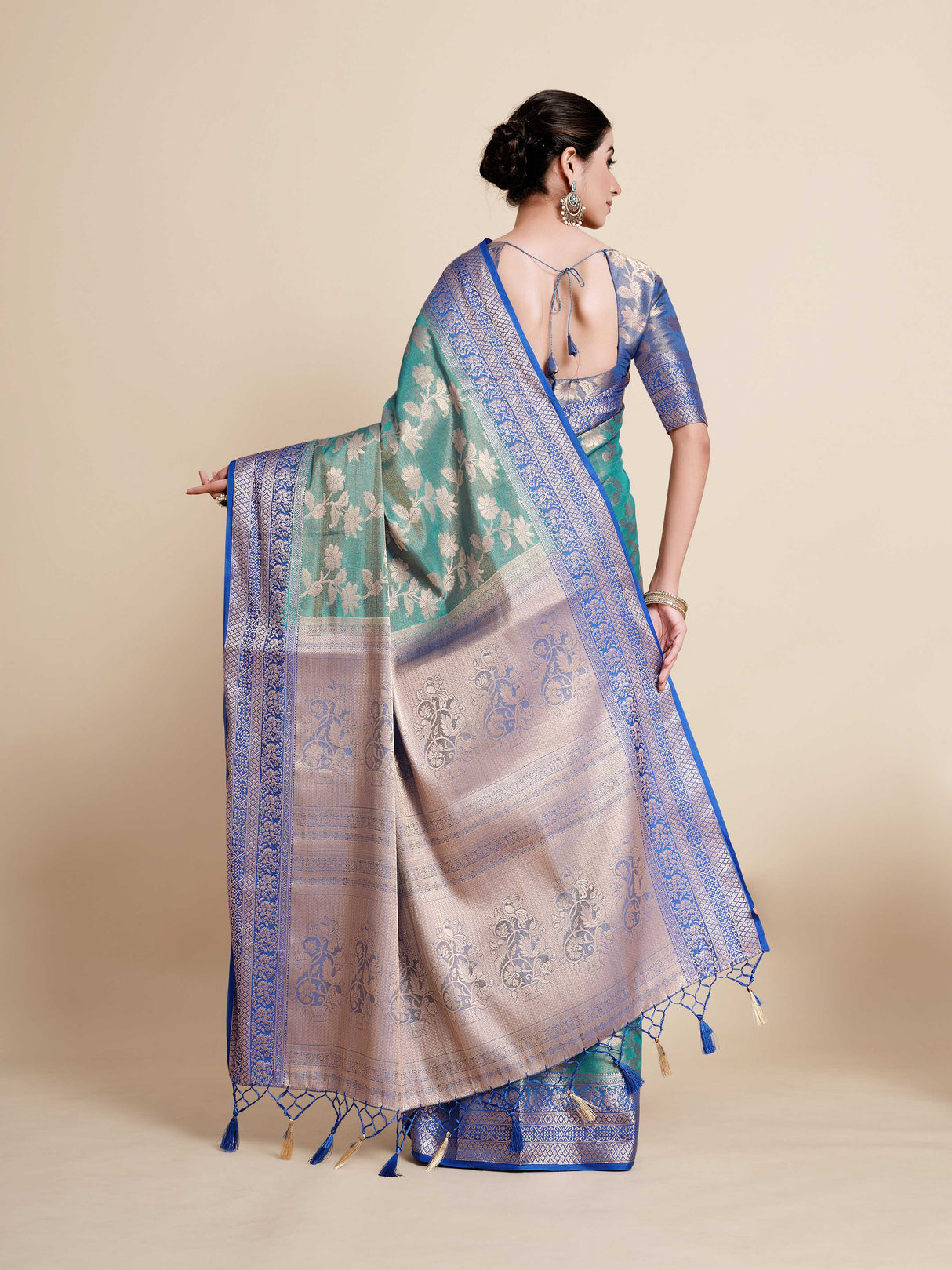 Mimosa Womens Art Silk Saree Kanjivaram Rama Color