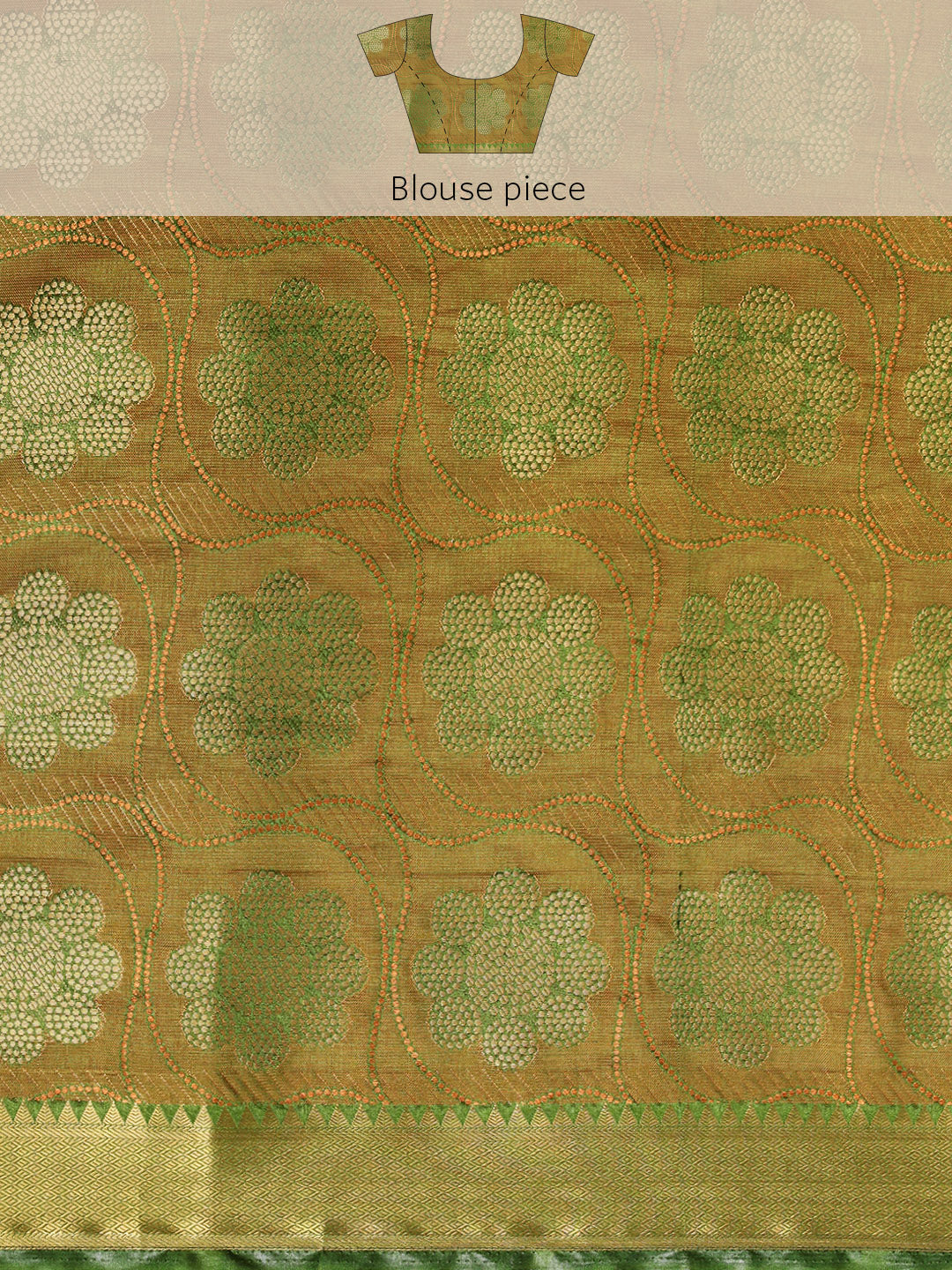 Mimosa Womens Art Silk Saree Kanjivaram Olive Color