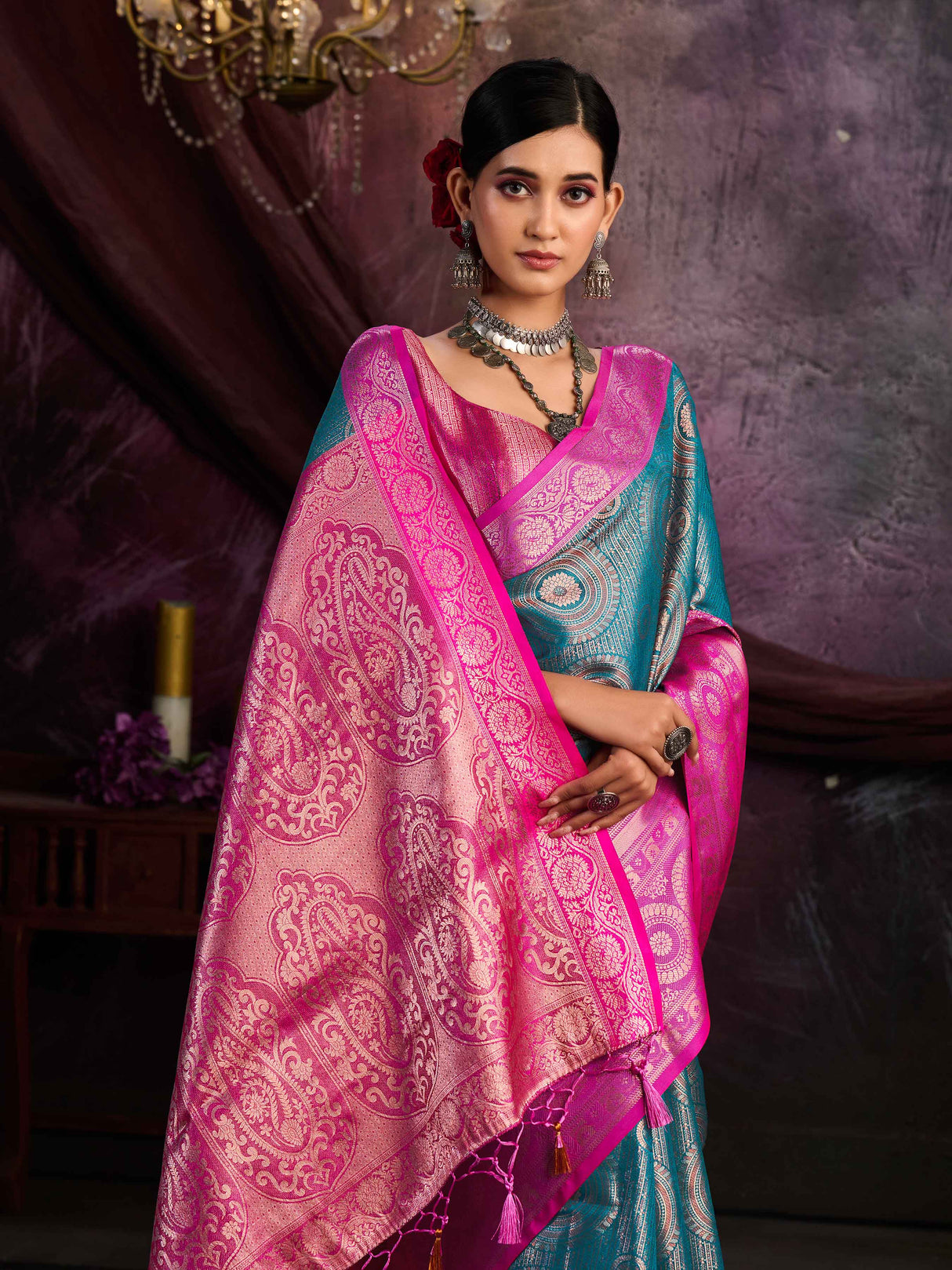 Mimosa Women's Woven Design Kanjivaram Art Silk Saree With Blouse Piece : SA0000912SF