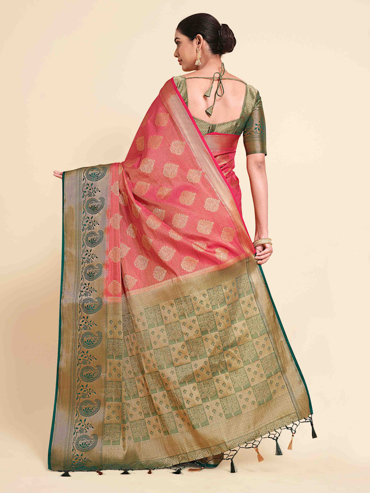 Mimosa Womens Art Silk Saree Kanjivaram Gajjari Color