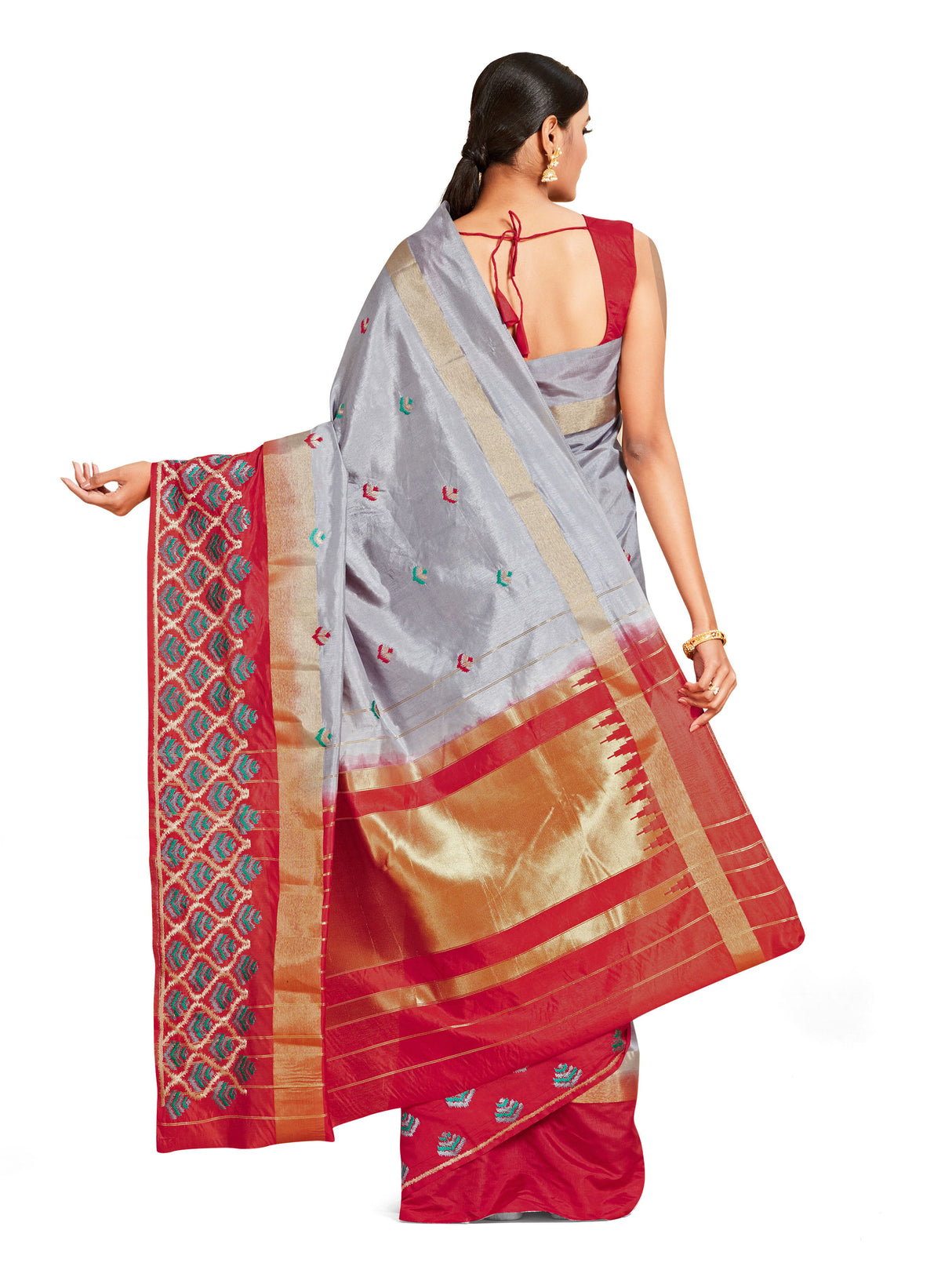 Mimosa Womens Art Silk Saree Kanjivaram Grey Color