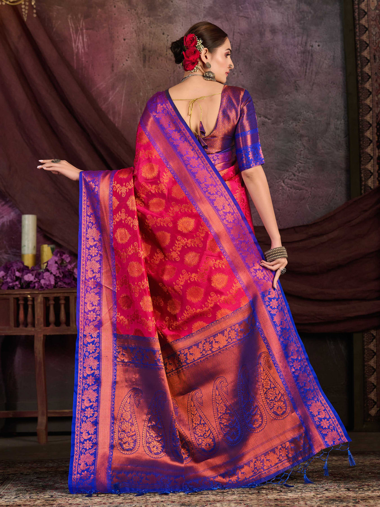 Mimosa Women's Woven Design Kanjivaram Art Silk Saree With Blouse Piece : SA0000913RN