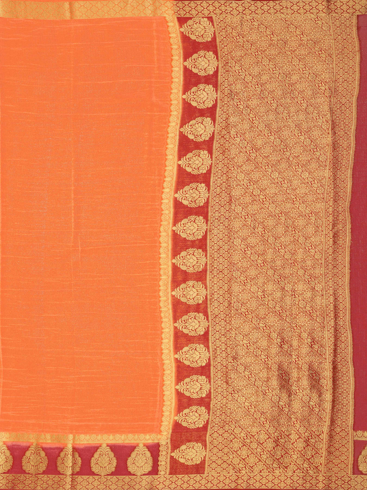 Mimosa Womens Art Silk Saree Kanjivaram style Peach Color