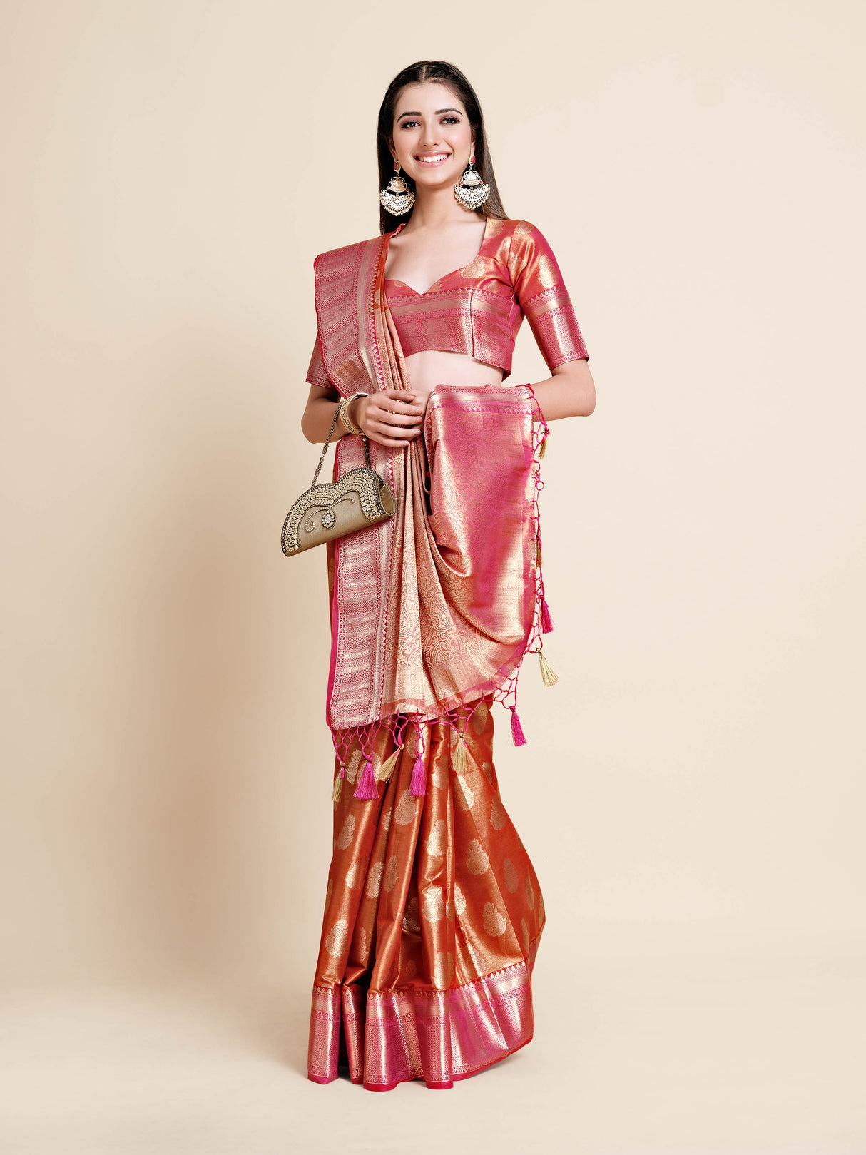 Mimosa Womens Art Silk Saree Kanjivaram Maroon Color