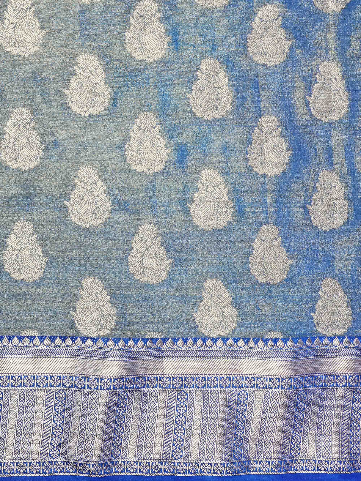 Mimosa Womens Art Silk Saree Kanjivaram Saffire Color