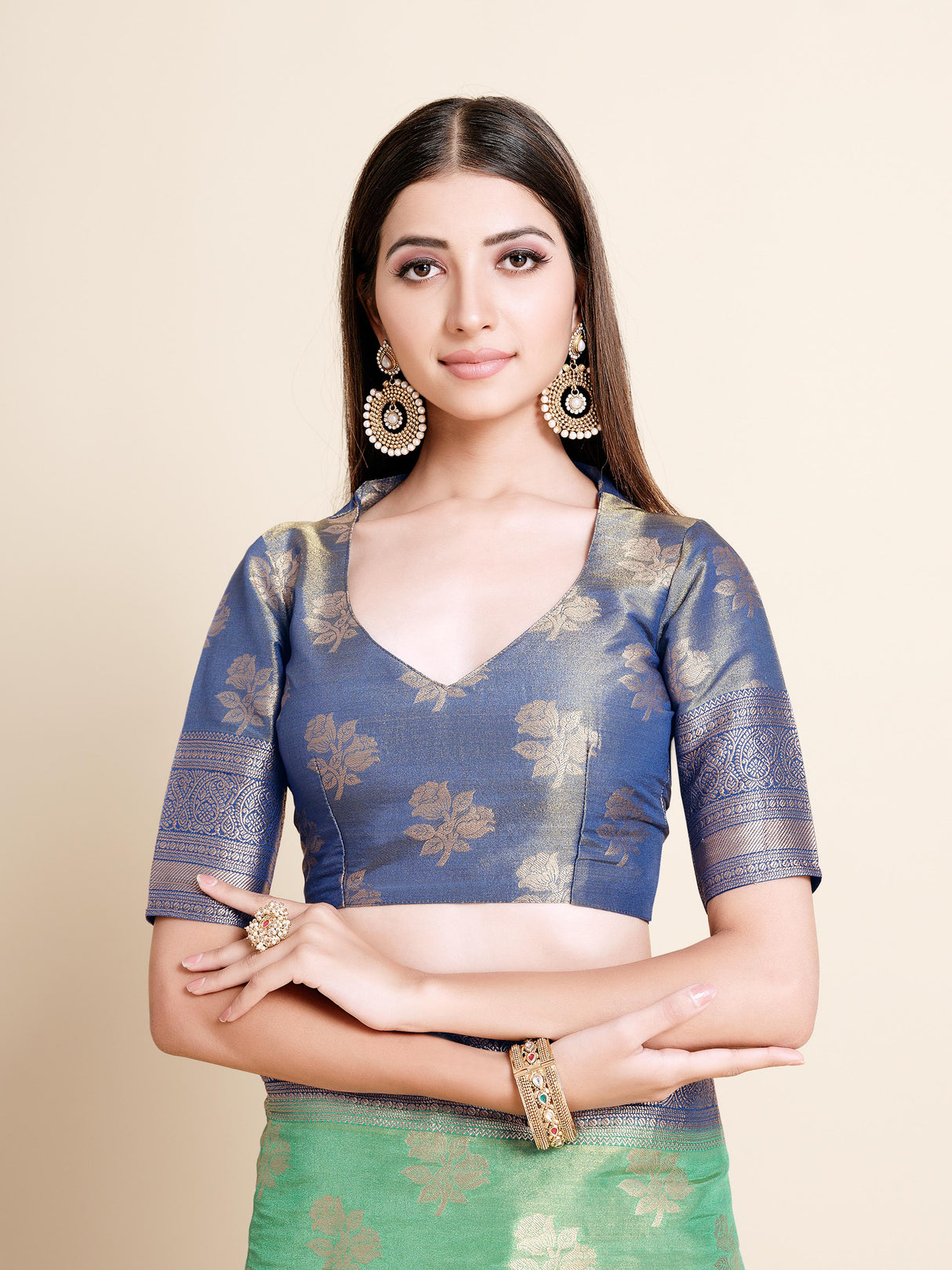 Mimosa Womens Art Silk Saree Kanjivaram Rama Color