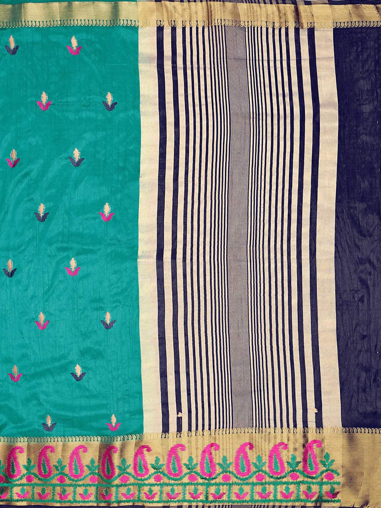 Mimosa Womens Art Silk Saree Kanjivaram Saffire Color