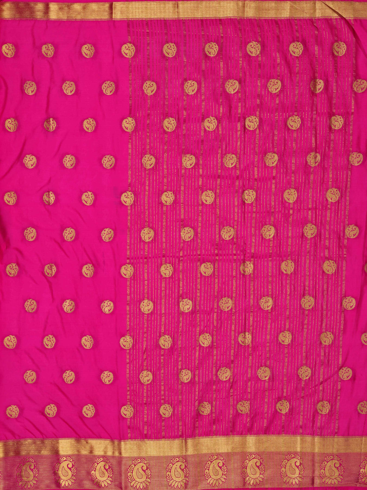Mimosa Womens Crepe Saree Mysore Silk Rani Color