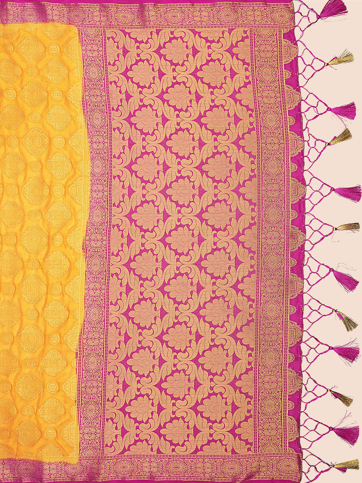 Mimosa Womens Crepe Saree Mysore Silk Gold Color