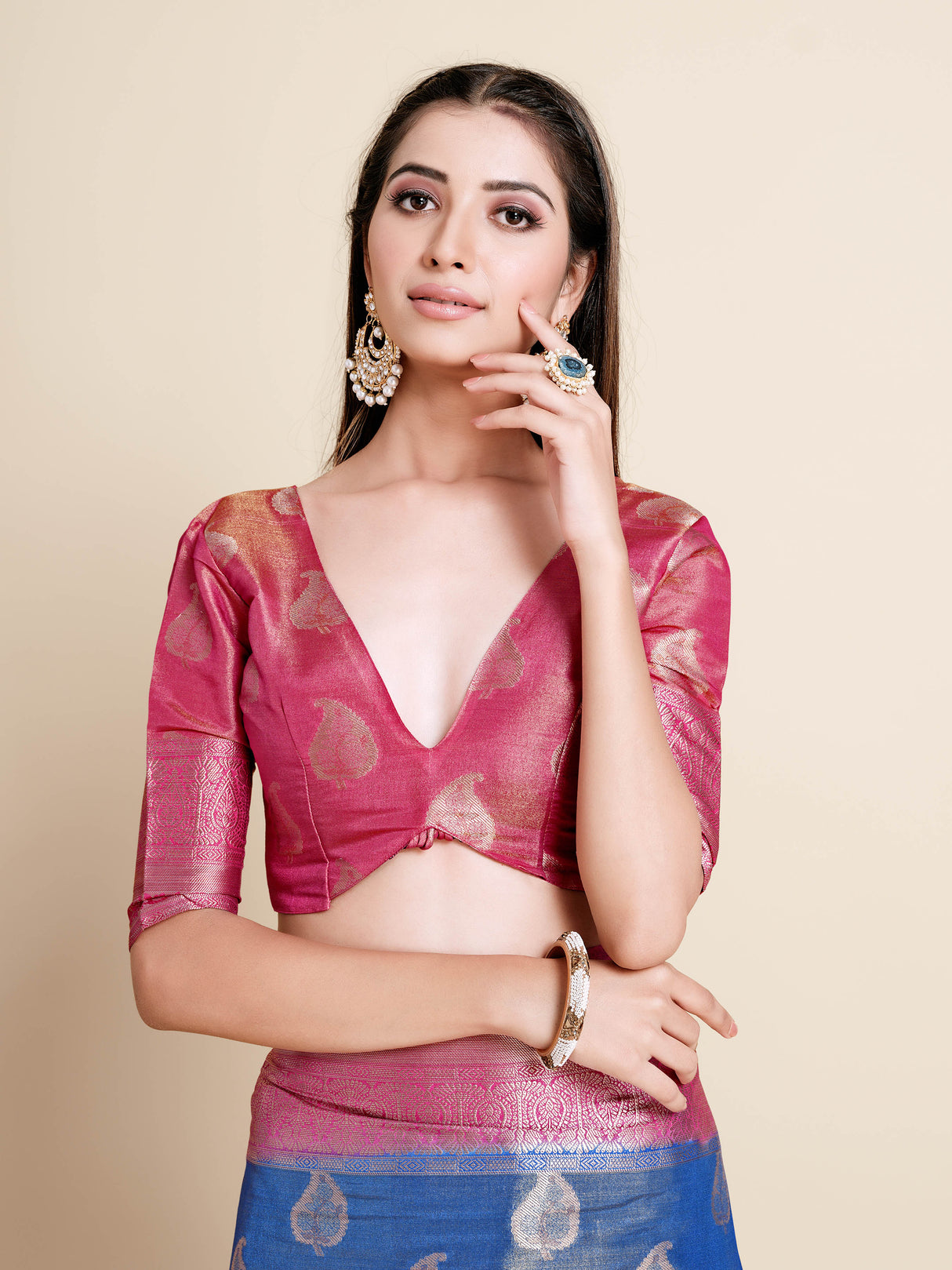 Mimosa Womens Art Silk Saree Kanjivaram Royal Blue Color