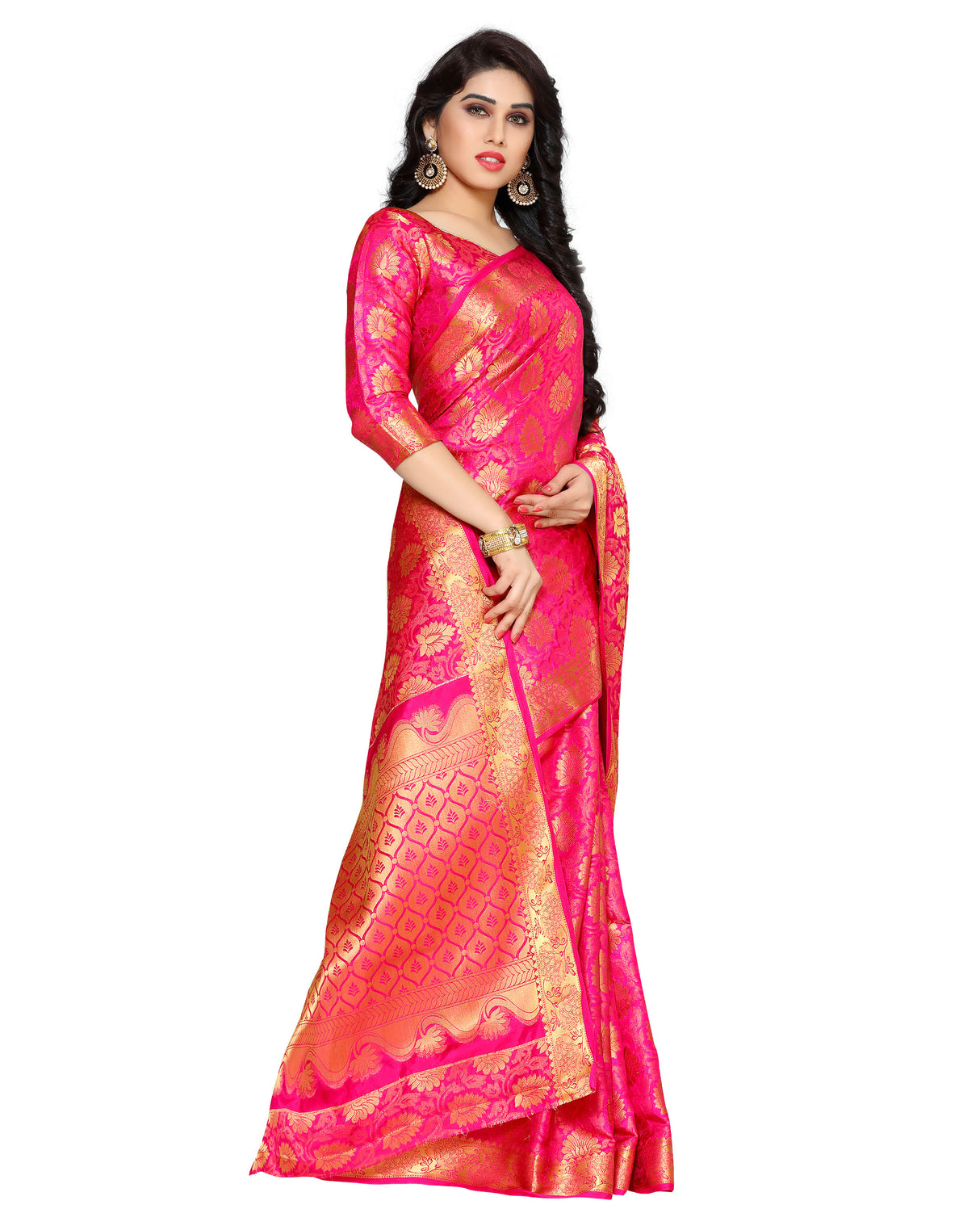 Mimosa Womens Art Silk Saree Kanjivaram Rani Color