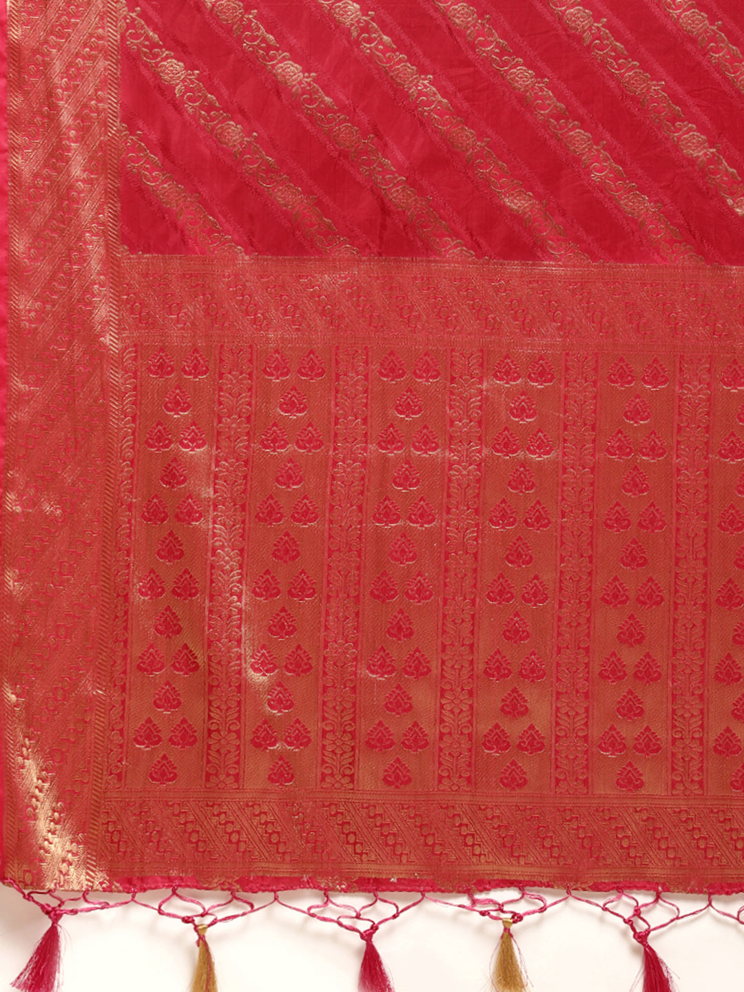 Mimosa Womens Art Silk Saree Kanjivaram Strawberry Color