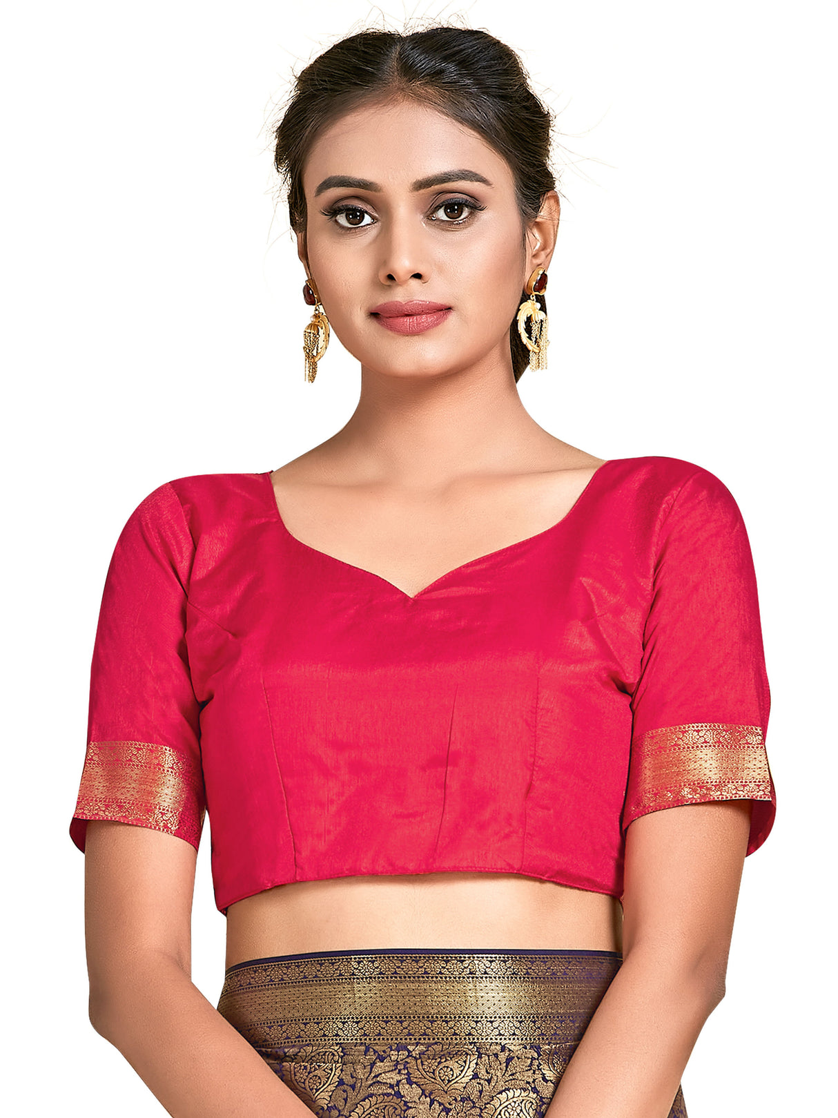 Mimosa Womens Art Silk Saree Kanjivaram Navy Blue Color