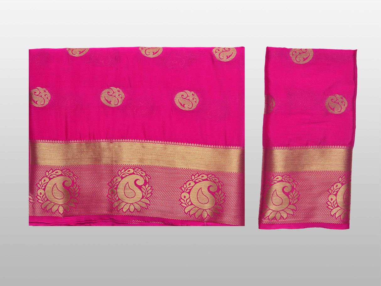 Mimosa Womens Crepe Saree Mysore Silk Rani Color