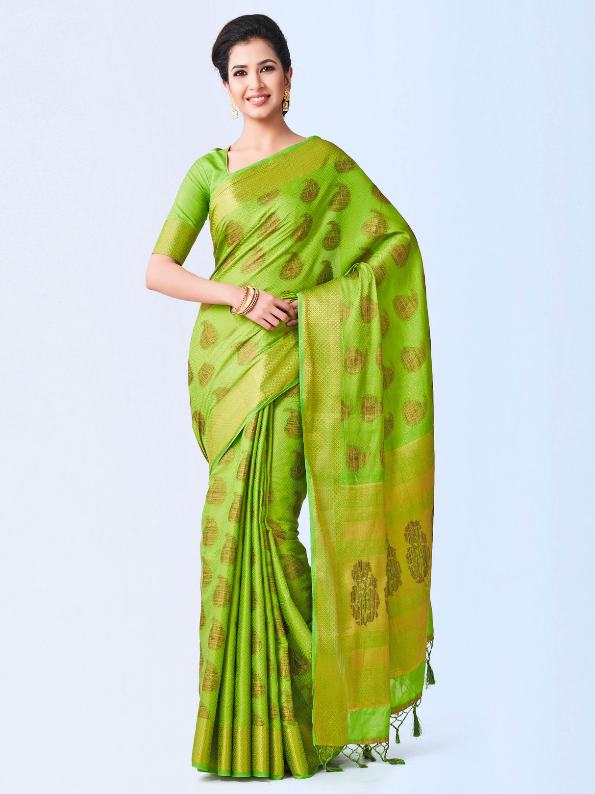 Mimosa Womens Art Silk Saree Kanjivaram Liril Color