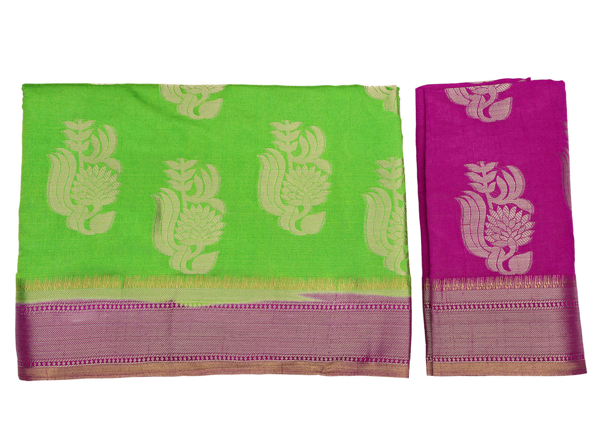 Mimosa Womens Art Silk Saree Kanjivaram Liril Color