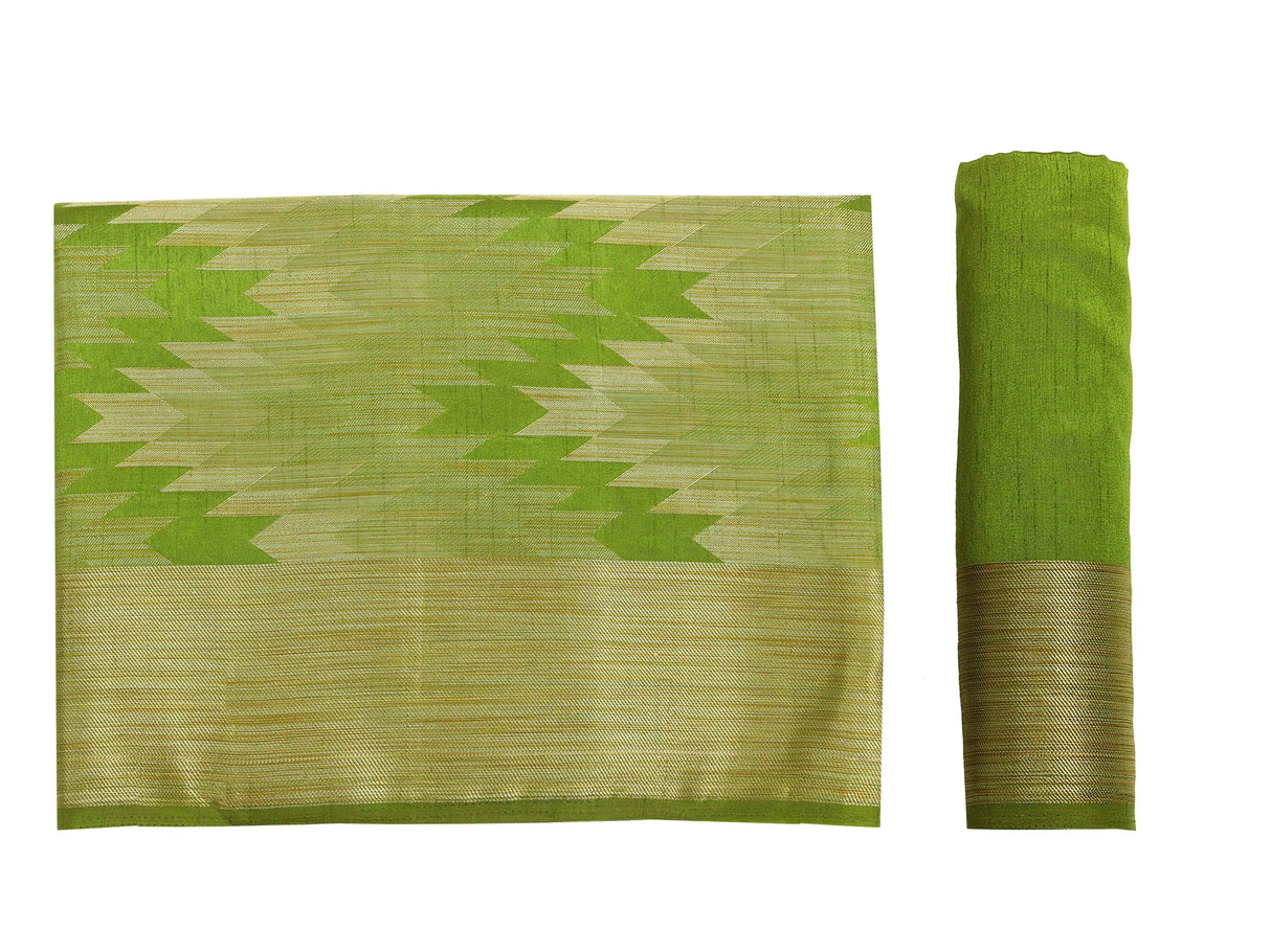 Mimosa Womens Art Silk Saree Kanjivaram Olive Color