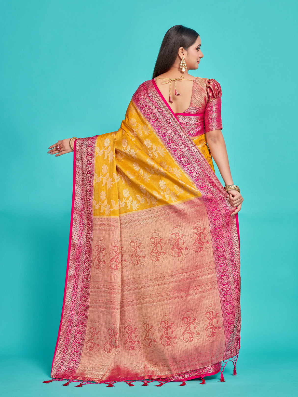 Mimosa Women's Woven Design Kanjivaram Style Art Silk Saree With Blouse Piece : SA0000374MSFREE