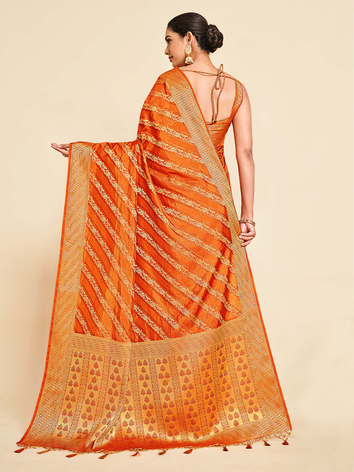 Mimosa Womens Art Silk Saree Kanjivaram Mustard Color