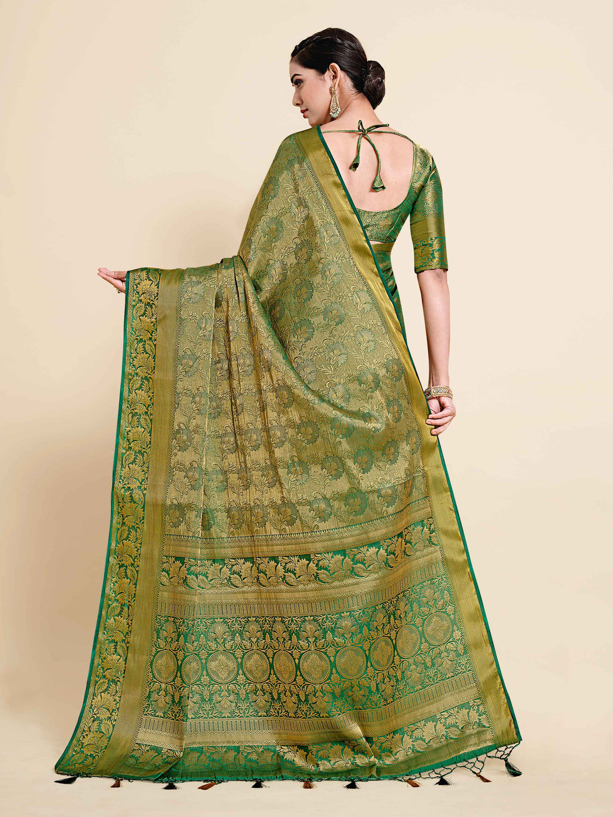 Mimosa Womens Art Silk Saree Kanjivaram Rama Color