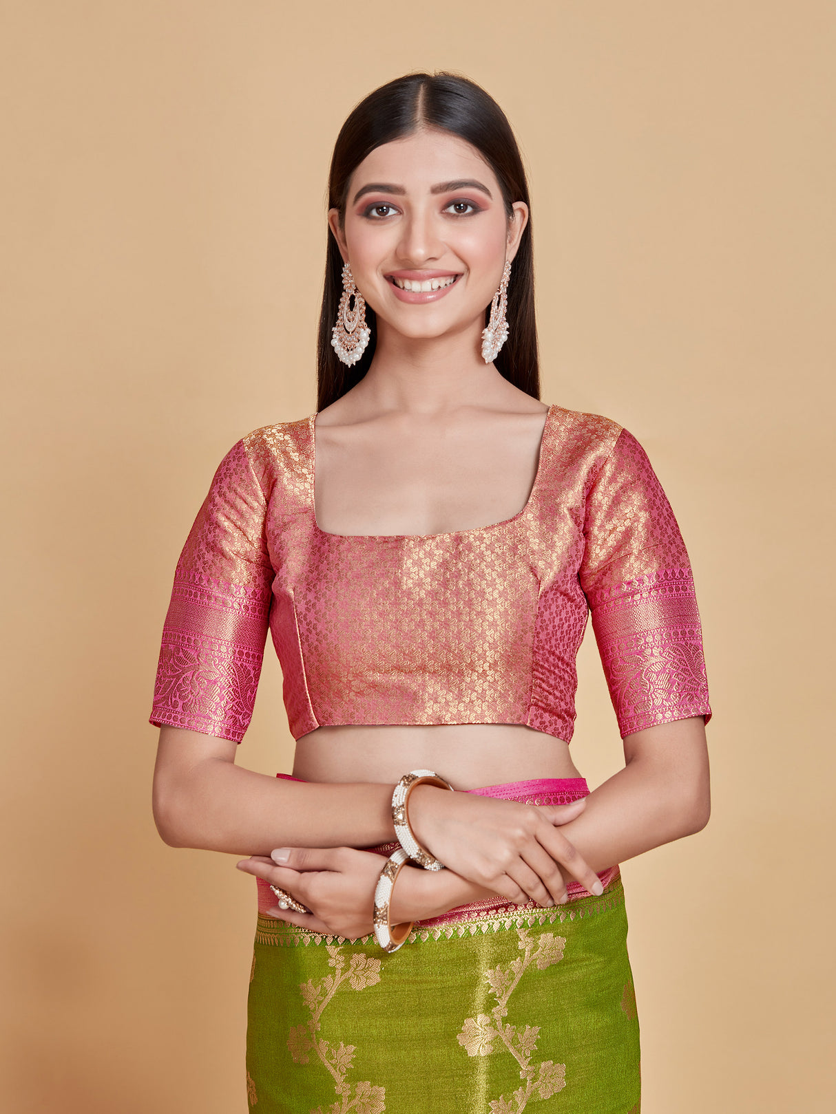 Mimosa Women's Woven Design Kanjivaram Style Art Silk Saree With Blouse Piece : SA0000394GRNFREE