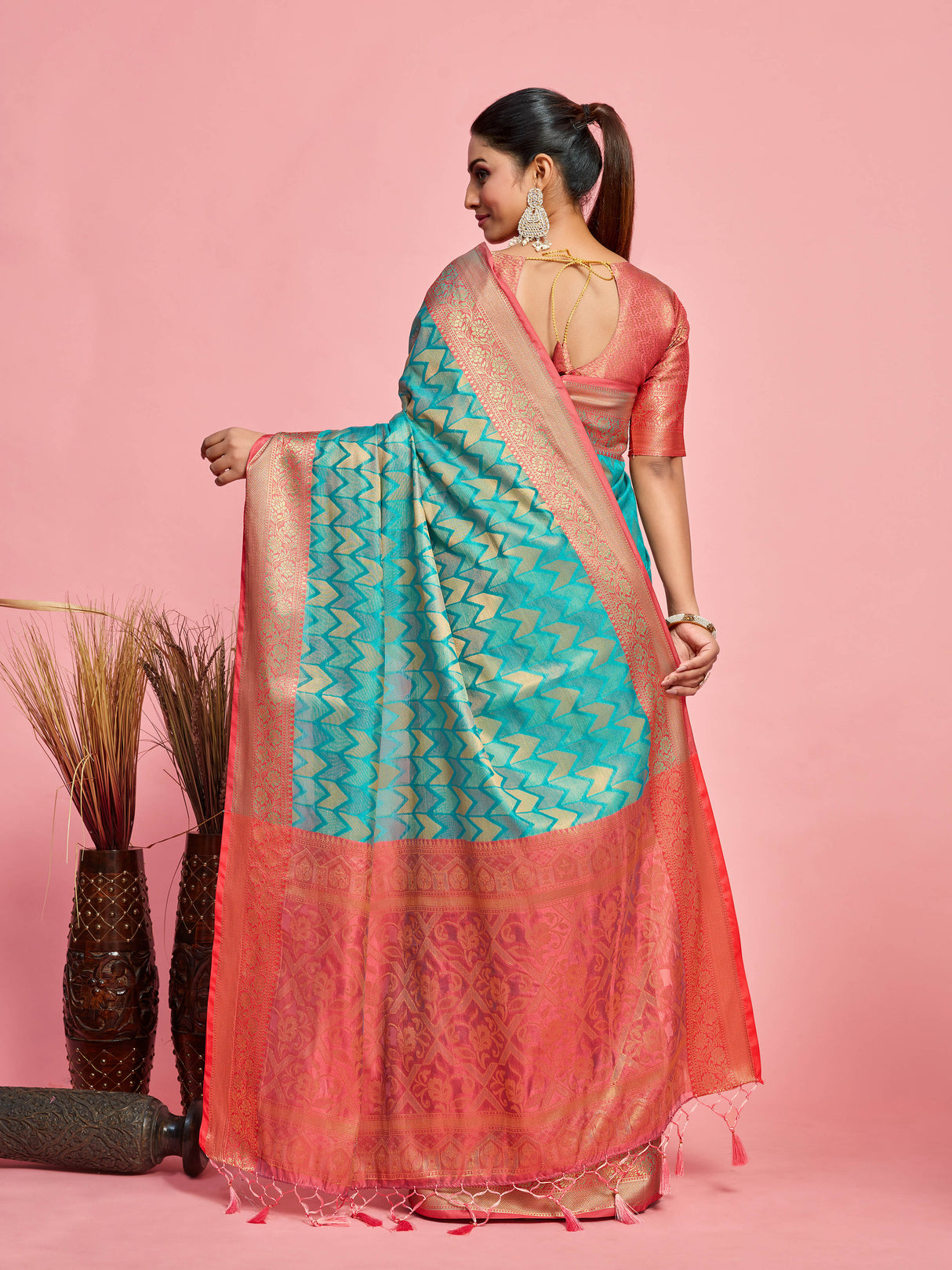 Mimosa Women's Woven Design Kanjivaram Art Silk Saree With Blouse Piece : SA00001227SFFREE