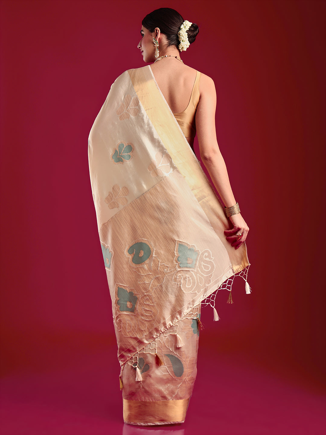 Mimosa Women's Woven Design Kanjivaram Art Silk Saree With Blouse Piece : SA00001184CRFREE