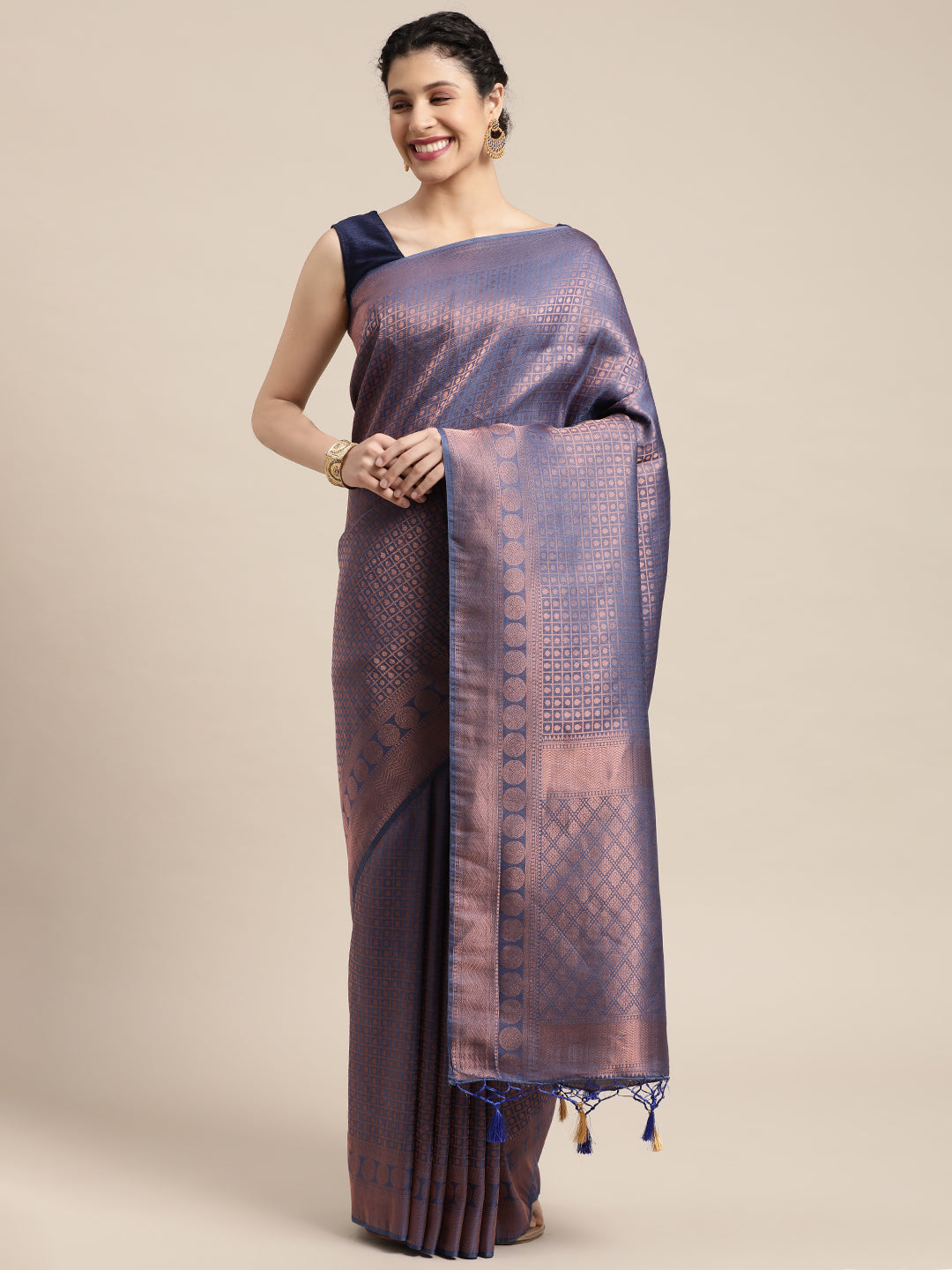 Mimosa Womens Art Silk Saree Kanjivaram Grey Color