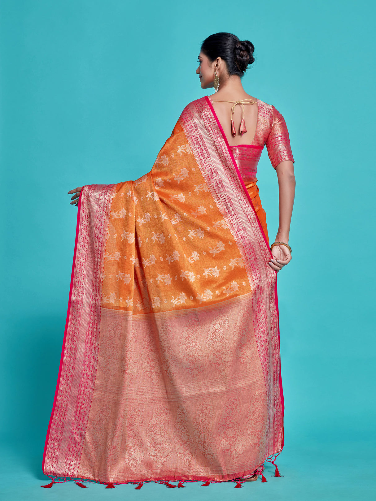 Mimosa Women's Woven Design Kanjivaram Style Art Silk Saree With Blouse Piece : SA0000376ORFREE