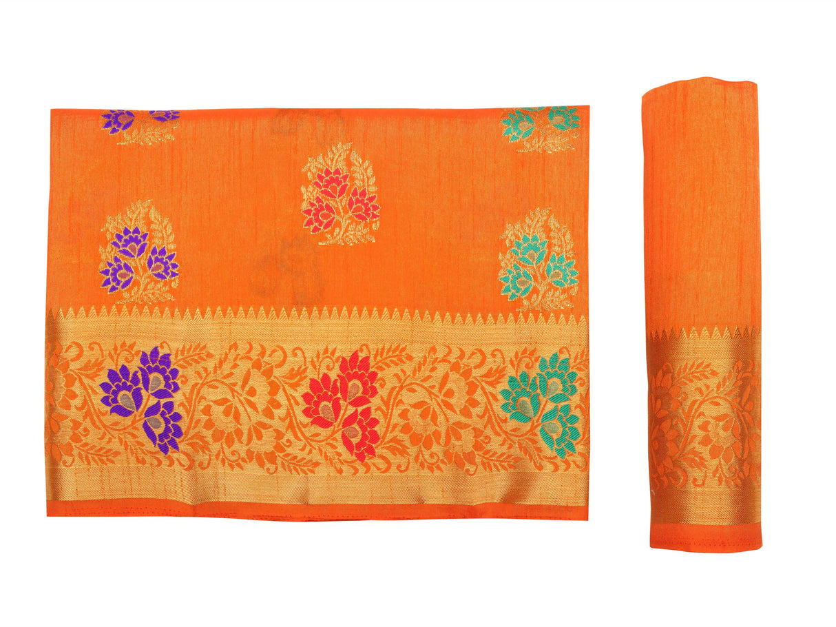 Mimosa Womens Art Silk Saree Dharmavaram Orange Color