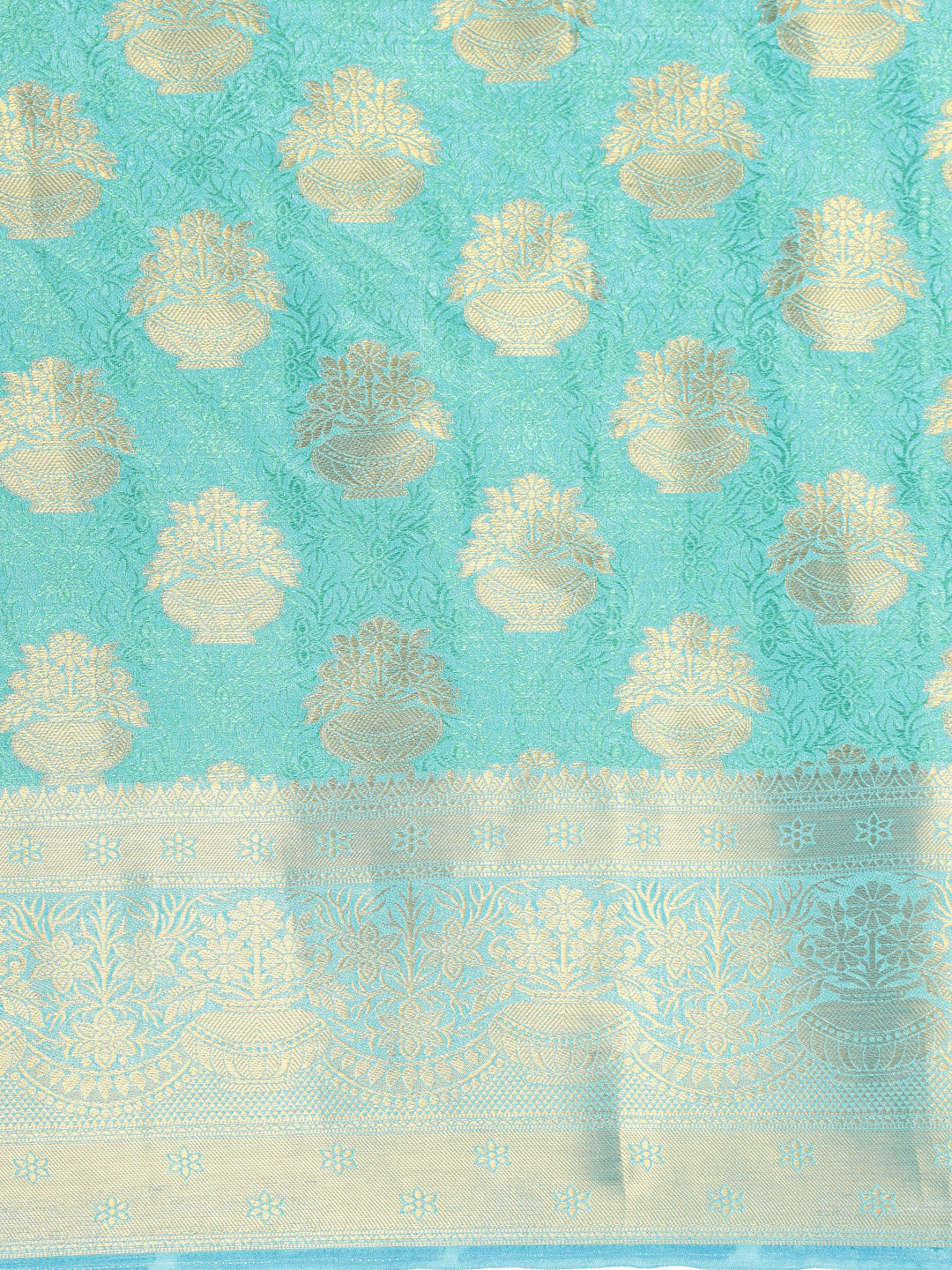 Mimosa Womens Art Silk Saree Kanjivaram Saffire Color