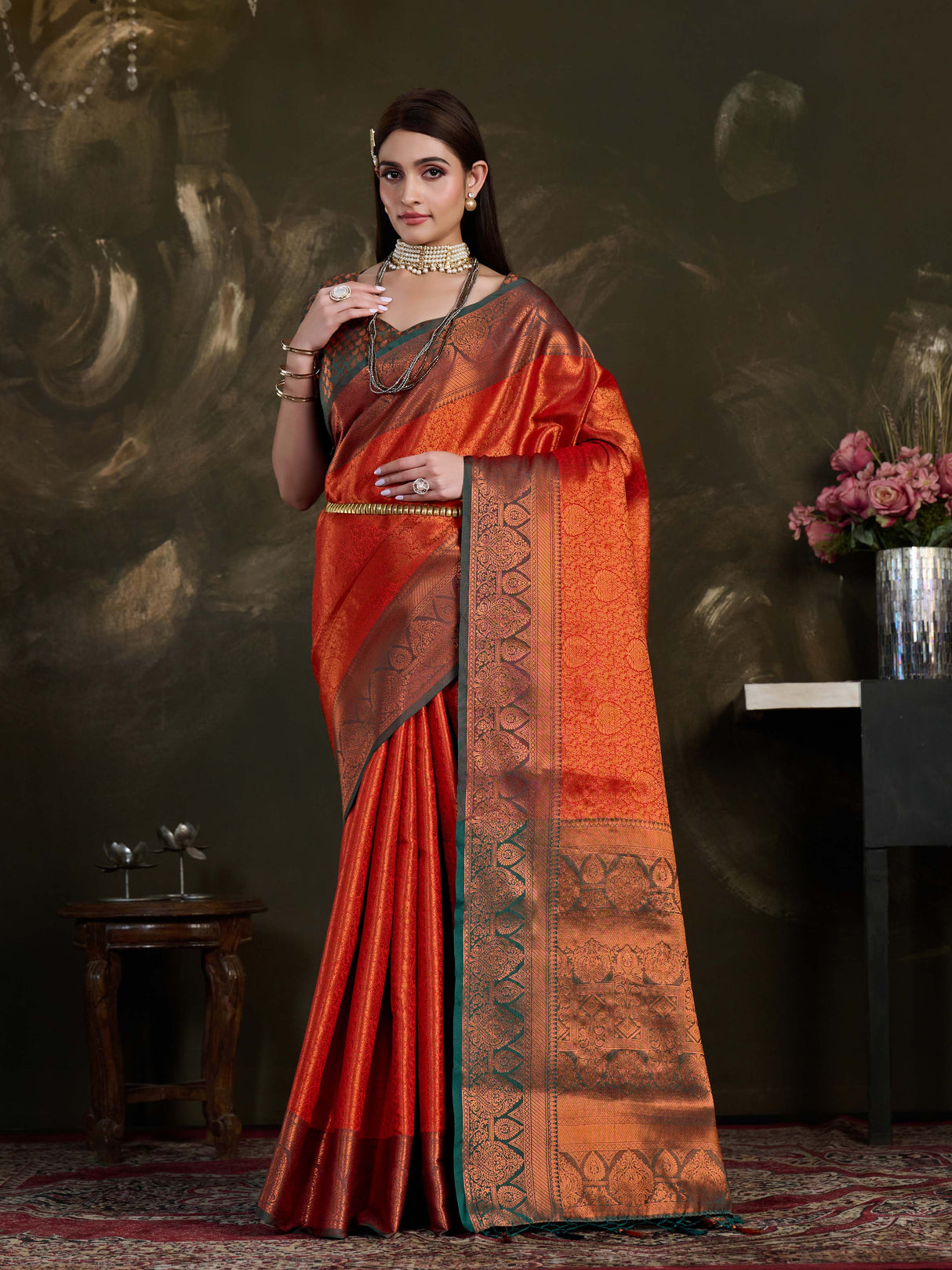 Mimosa Women's Woven Design Kanjivaram Art Silk Saree With Blouse Piece : SA0000915MR