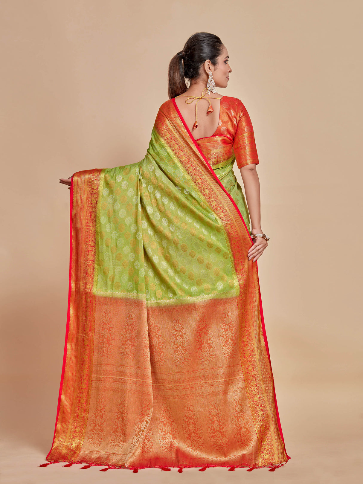 Mimosa Women's Woven Design Kanjivaram Style Art Silk Saree With Blouse Piece : SA0000410PSFREE