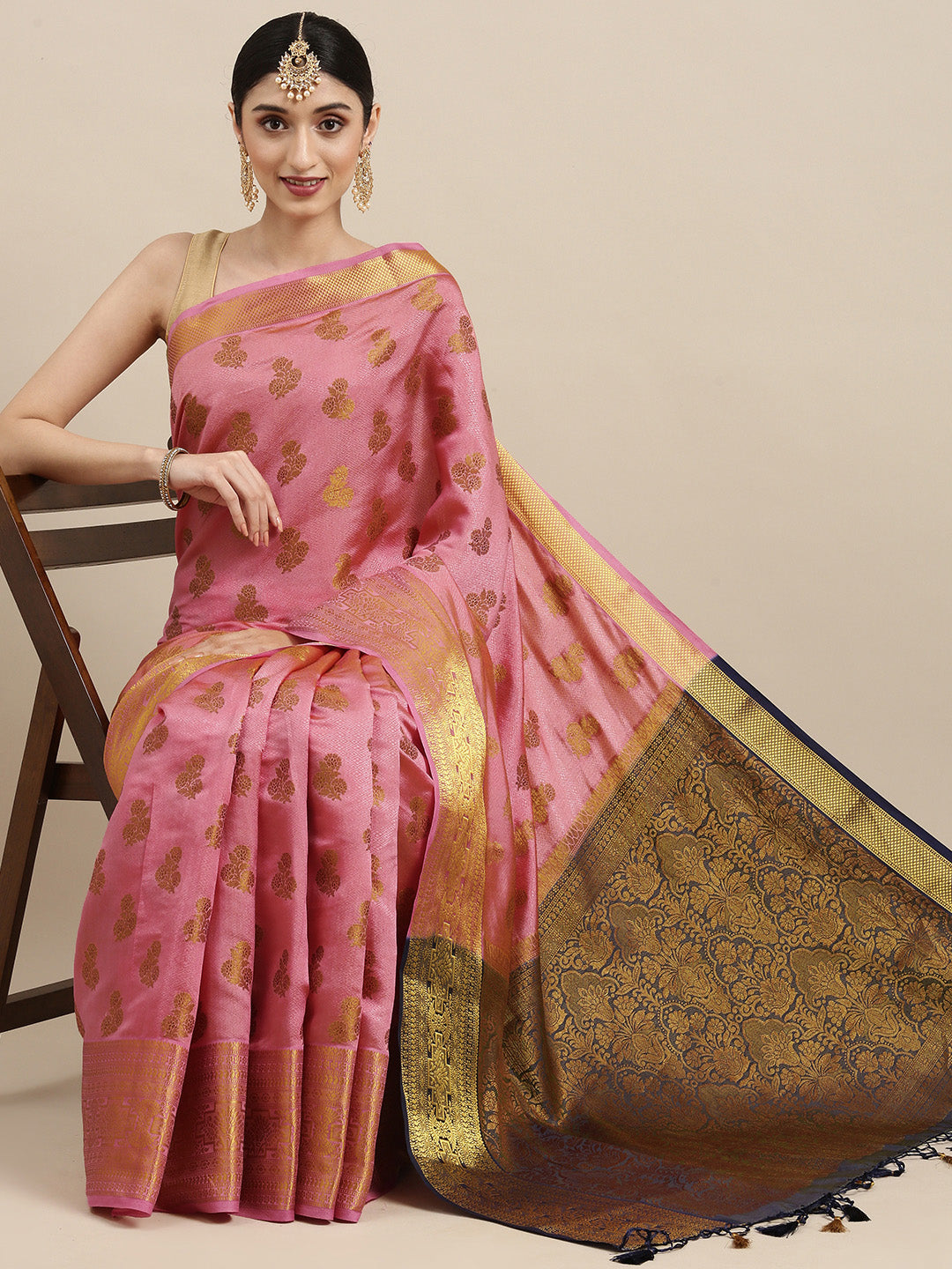 Mimosa Womens Art Silk Saree Kanjivaram Gajjari Color