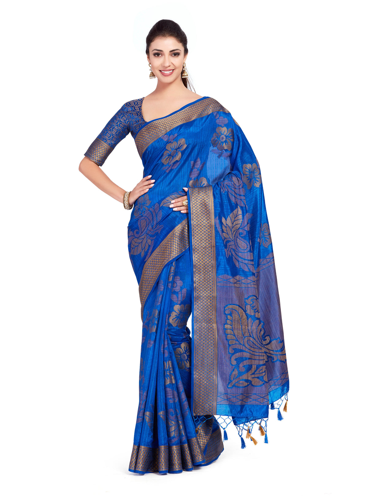 Mimosa Womens Art Silk Saree Kanjivaram Royal Blue Color