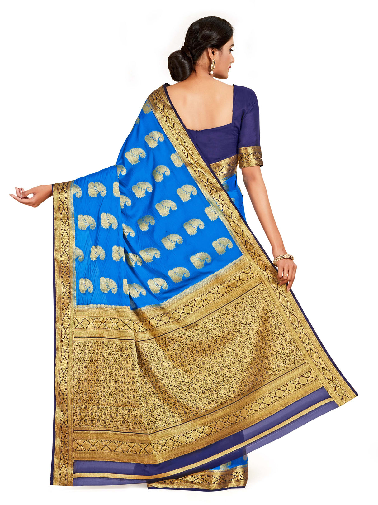 Mimosa Womens Crepe Saree Mysore Silk Ananda Color