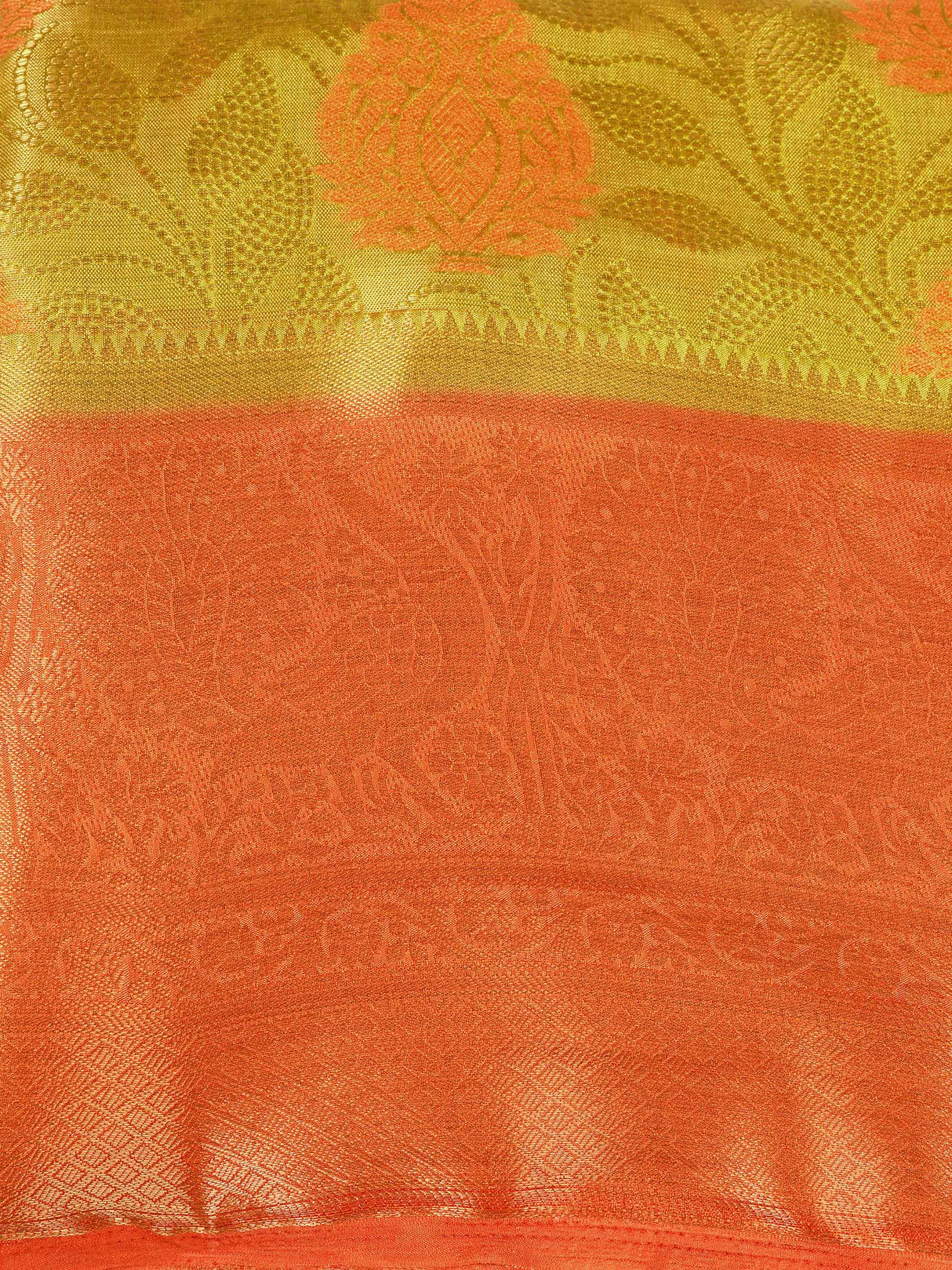 Mimosa Womens Art Silk Saree Kanjivaram Yellow Color