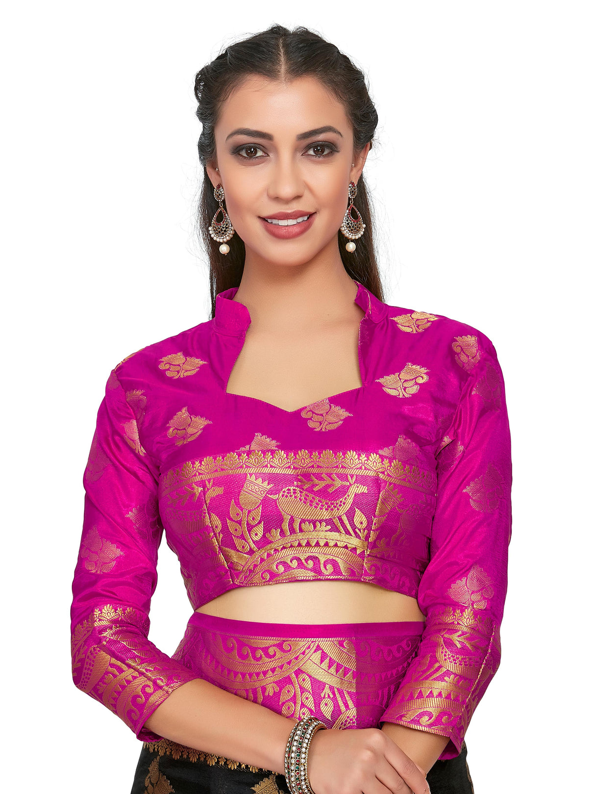 Mimosa Womens Art Silk Saree Kanjivaram Black Color