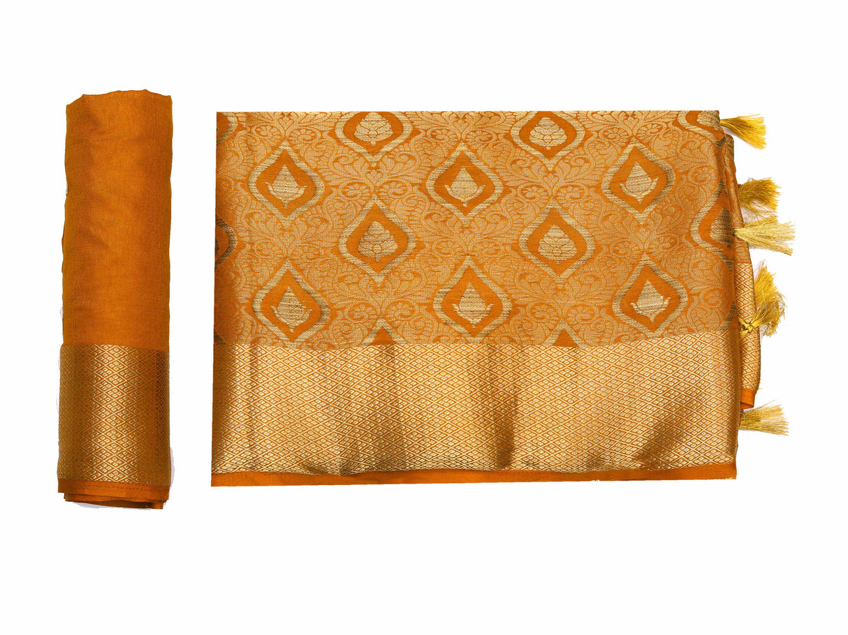 Mimosa Womens Art Silk Saree Kanjivaram Mustard Color