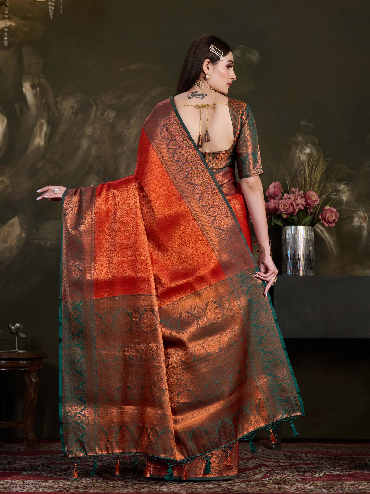 Mimosa Women's Woven Design Kanjivaram Art Silk Saree With Blouse Piece : SA0000915MR