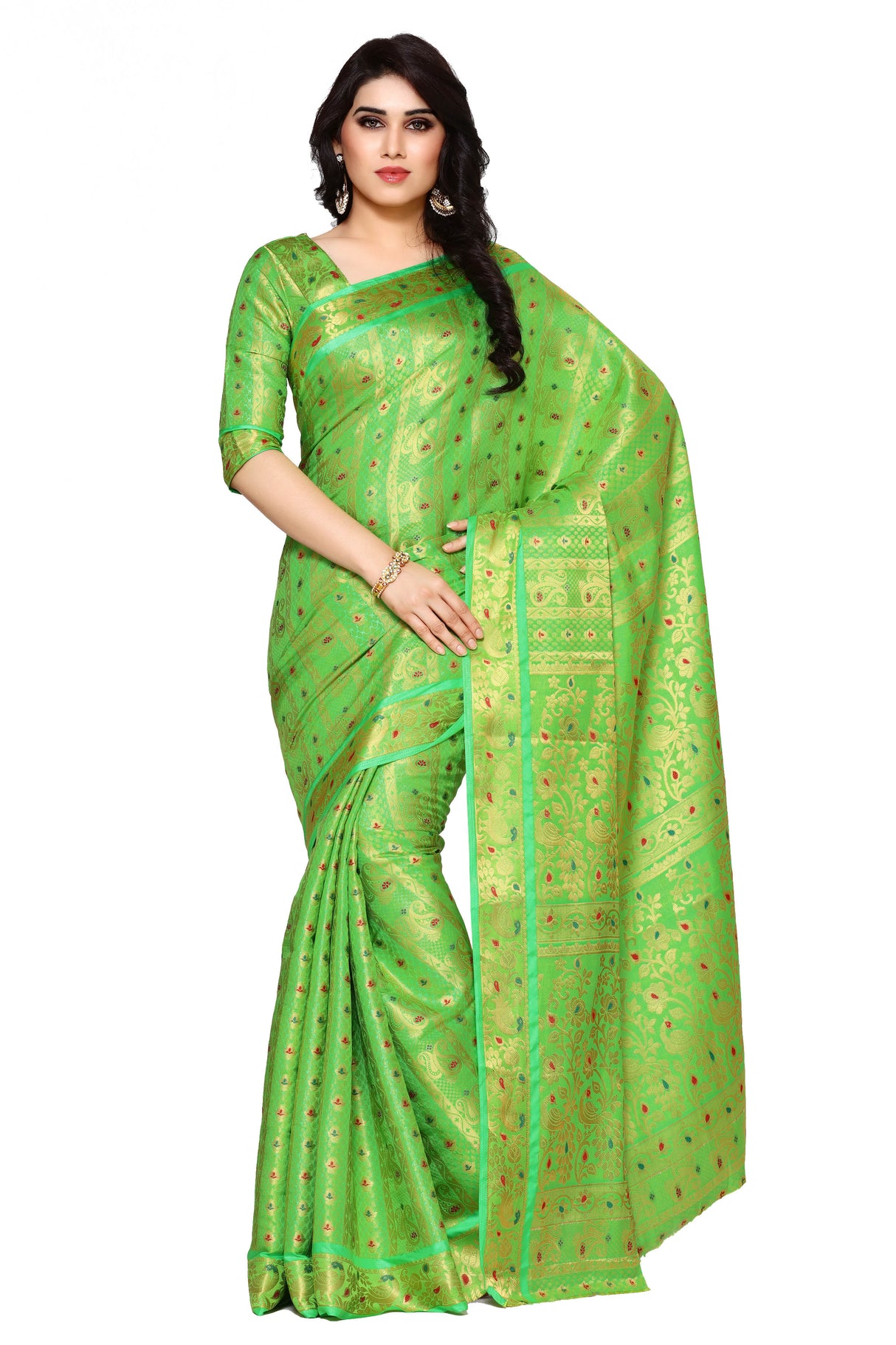 Mimosa Womens Art Silk Saree Kanjivaram Liril Color