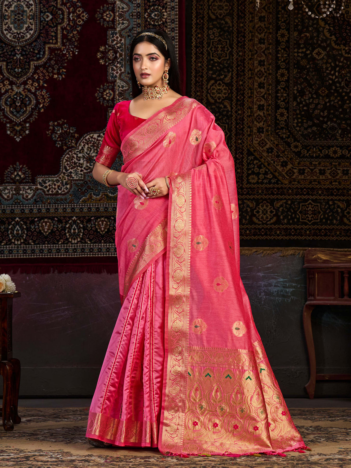 Mimosa Women's Woven Design Bishnupur Art Silk Saree With Blouse Piece : SA0000866GJ