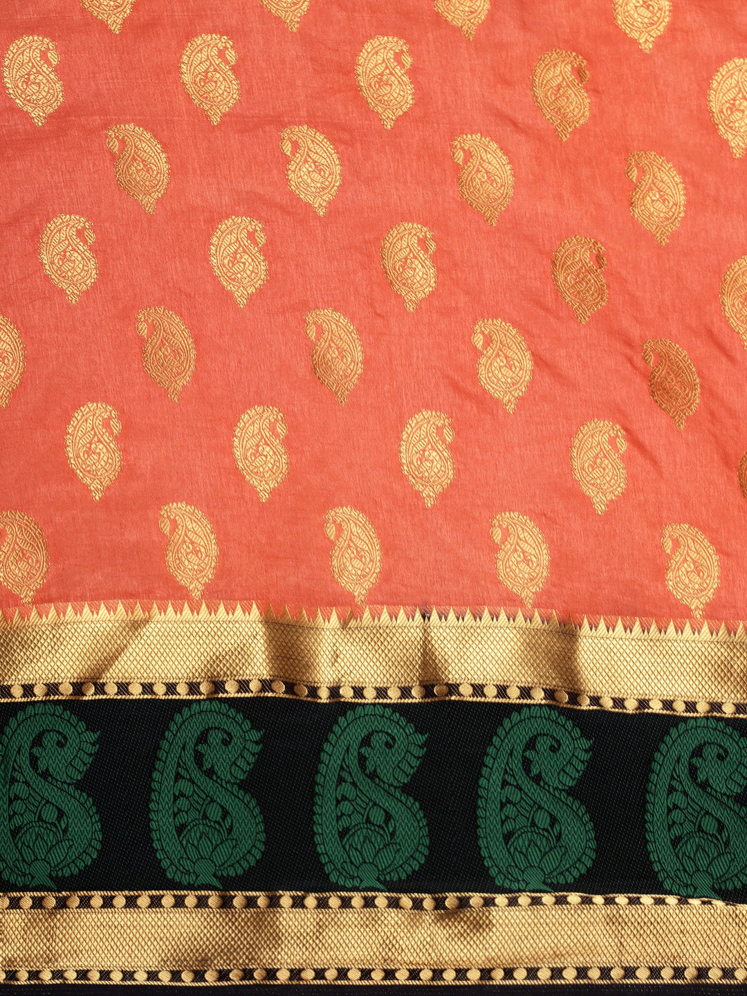Mimosa Womens Art Silk Saree Kanjivaram Peach Color