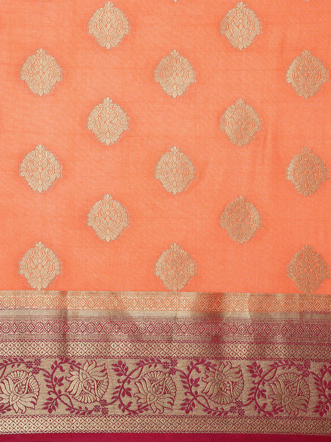 Mimosa Womens Art Silk Saree Kanjivaram Peach Color