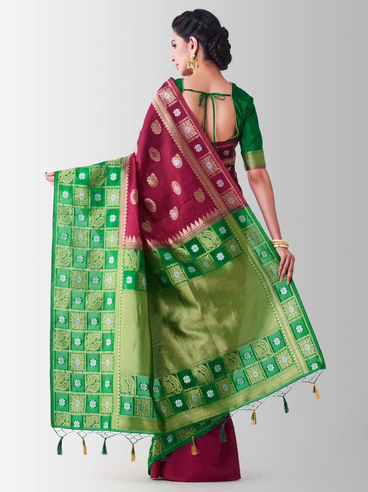 Mimosa Womens Art Silk Saree Kanjivaram Mejanta Color